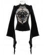Eva Lady Black Sexy Gothic Velvet Long Sleeve T-Shirt for Women