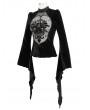 Eva Lady Black Sexy Gothic Velvet Long Sleeve T-Shirt for Women