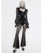 Eva Lady Black Vintage Gothic Sexy Velvet Lace Long Sleeve Top for Women