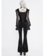 Eva Lady Black Vintage Gothic Sexy Velvet Lace Long Sleeve Top for Women