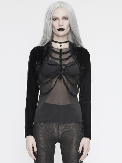 Eva Lady Black Gothic Sexy Transparent Long Sleeve Top for Women