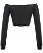 Devil Fashion Black Gothic Punk Off-the-Shoulder Long Sleeve Short T-Shirt for Women