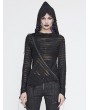 Devil Fashion Black Gothic Punk Asymmetric Long Sleeve Hooded Top for Women