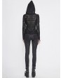 Devil Fashion Black Gothic Punk Asymmetric Long Sleeve Hooded Top for Women