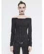 Devil Fashion Black Gothic Punk Off-the-Shoulder Long Sleeve T-Shirt for Women