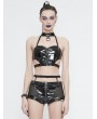 Devil Fashion Black Gothic Punk PU Leather Sexy Corset Top for Women