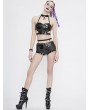 Devil Fashion Black Gothic Punk PU Leather Sexy Corset Top for Women