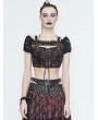 Devil Fashion Black and Red Plaid Fashion Gothic Grunge Short Top for Women