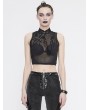 Devil Fashion Black Sexy Gothic Net Sleeveless Short T-Shirt for Women