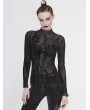 Devil Fashion Black Gothic Punk Sexy Net Long Sleeve T-Shirt for Women
