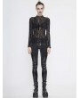 Devil Fashion Black Gothic Punk Sexy Net Long Sleeve T-Shirt for Women