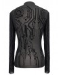 Devil Fashion Black Gothic Punk Sexy Net Long Sleeve T-Shirt for Women