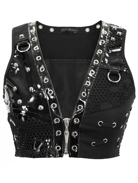 Devil Fashion Black Gothic Punk Metal Short Vest Top for Women ...
