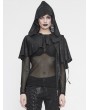 Devil Fashion Black Gothic Asymmetrical Hooded Short Cape for Women