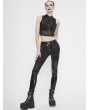 Devil Fashion Black Gothic Punk PU Leather Long Trousers for Women
