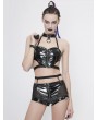 Devil Fashion Black Gothic Punk Sexy PU Leather Shorts for Women