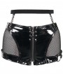 Devil Fashion Black Gothic Punk Sexy PU Leather Shorts for Women