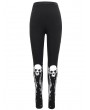 Devil Fashion Black Gothic Punk Skull Pattern Long Legging for Women