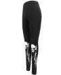 Devil Fashion Black Gothic Punk Skull Pattern Long Legging for Women