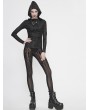 Devil Fashion Black Gothic Sexy Transparent Net Legging for Women