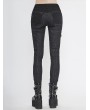 Devil Fashion Black Gothic Punk Long Slim Trousers for Women