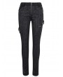 Devil Fashion Black Gothic Punk Long Slim Trousers for Women