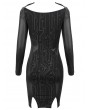 Devil Fashion Black Sexy Gothic Punk Long Sleeve Short Dress