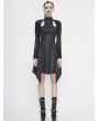 Devil Fashion Black Gothic Hollowed-out Long Sleeve Asymmetrical Dress