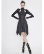 Devil Fashion Black Gothic Hollowed-out Long Sleeve Asymmetrical Dress