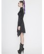 Devil Fashion Black Gothic Hollowed-out Long Sleeve Asymmetrical Dress