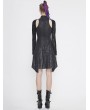 Devil Fashion Black Gothic Hollowed-out Long Sleeve Asymmetrical Dress
