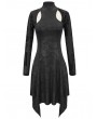 Devil Fashion Black Gothic Hollowed-out Long Sleeve Asymmetrical Dress