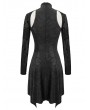 Devil Fashion Black Gothic Hollowed-out Long Sleeve Asymmetrical Dress