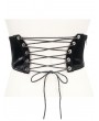 Devil Fashion Black Gothic PU Leather Wide Waistband for Women