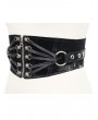 Devil Fashion Black Gothic Punk PU Leather Wide Waistband for Women