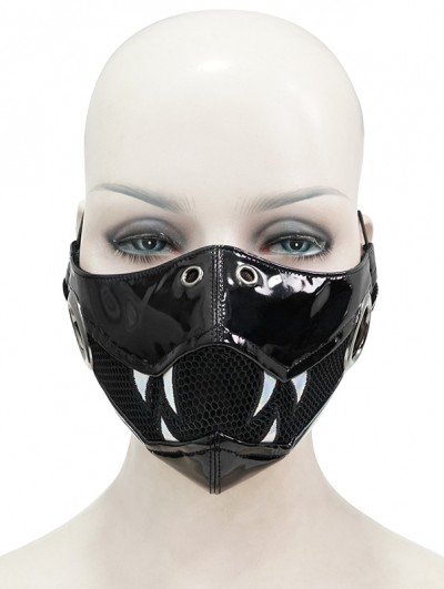 Devil Fashion Black Gothic Punk PU Leather Tusk Mask