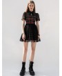 Punk Rave Black and Red Plaid Short Sleeve Daily Wear Gothic Grunge Short Dress