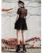 Punk Rave Black and Red Plaid Short Sleeve Daily Wear Gothic Grunge Short Dress