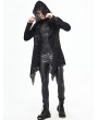 Devil Fashion Black Gothic Hooded Long Trench Coat for Men