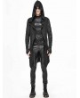 Devil Fashion Black Gothic Punk Hooded Long Trench Coat for Men