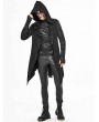 Devil Fashion Black Gothic Punk Hooded Long Trench Coat for Men