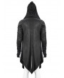 Devil Fashion Black Gothic Punk Hooded Long Trench Coat for Men