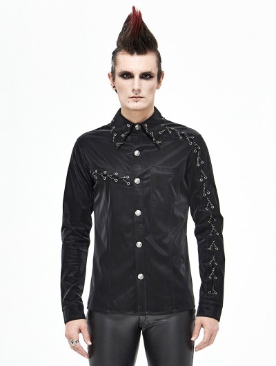 Devil Fashion Black Gothic Punk Rock Long Sleeve Shirt for Men