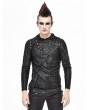 Devil Fashion Black Gothic Punk Long Sleeve Hooded Irregular T-Shirt for Men