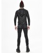 Devil Fashion Black Gothic Punk Long Sleeve Hooded Irregular T-Shirt for Men