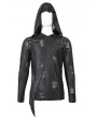 Devil Fashion Black Gothic Punk Long Sleeve Hooded Irregular T-Shirt for Men