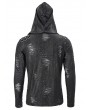 Devil Fashion Black Gothic Punk Long Sleeve Hooded Irregular T-Shirt for Men