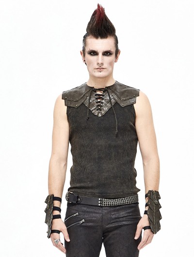 Devil Fashion Brown Gothic Punk Sleeveless T-Shirt for Men