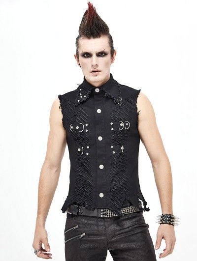 Devil Fashion Black Gothic Punk Rock Vest Top for Men