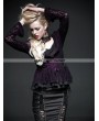 Punk Rave Purple Gothic Two-Tone Plain Flocking Mesh Long Sleeves Outfit for Women
